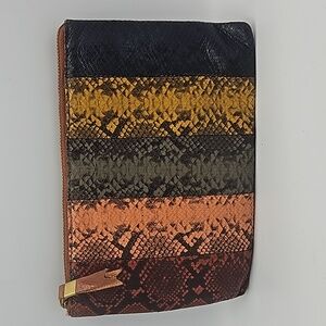 Madewell The Leather Pouch Clutch Colorblock Snake Embossed Edition